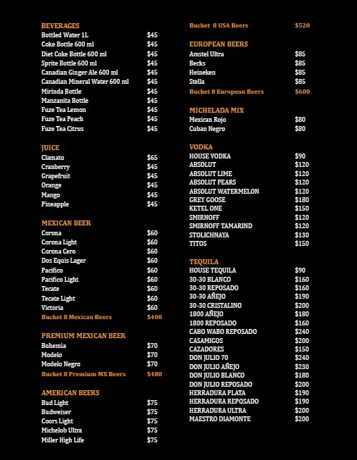 Pancho Villa Menu Page 2