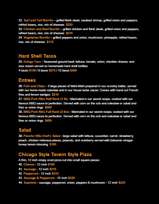 Pancho Villa Menu Page 9