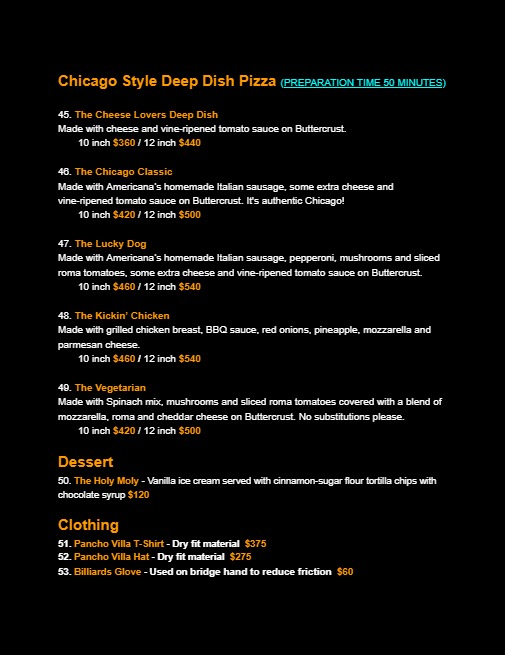 Pancho Villa Menu Page 10